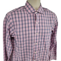 Brooks Brothers Milano Non-iron Long Sleeve Button Pink Plaid Shirt 15-32 - £19.69 GBP