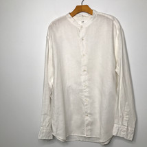 Uniqlo Linen Shirt XL White Long Sleeve Button Preppy Minimalist Button ... - £25.87 GBP