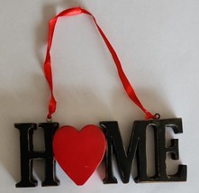 Handcrafted ~ HOME ~ Cast Ceramic~ Hanging Ornament Decoration w/HEART D... - $28.06 CAD