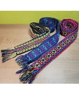 3 Vintage Kim Craftsman Belts Hippie Boho Woven Blue Red Green Yellow Pi... - €47,45 EUR