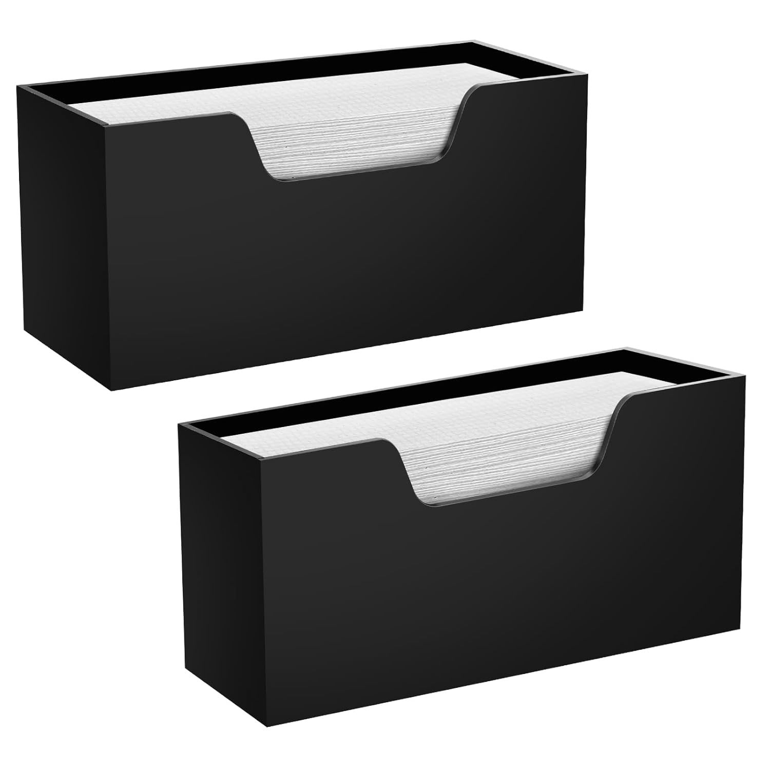 2 Pack Black Countertop Paper Towel Dispenser, Acrylic Folded Paper Towel Dispen