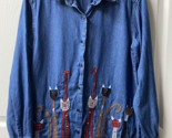 Bobbie Brooks Long Sleeved Button Front Chambray Shirt Womens Small Cat ... - $19.75