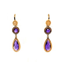 Rebecca Rose Gold Plated Earrings with Purple Multi Shape Crystals - £126.13 GBP