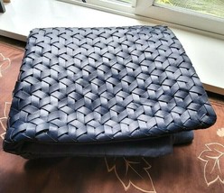 Williams Sonoma Interplace Woven Leather Pillow Cover Navy 20x20 Nwot #P261 - $89.00