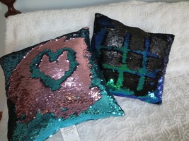 2 Mermaid Sequin Write-on &amp; Change Colors Accent Pillows - 18&quot; X 18&quot; - £15.72 GBP