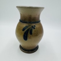 Vintage Rowe Pottery Works Stoneware Vase Salt Glaze Blue Gray Signed 7.5in - $60.78
