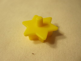 1990 MB Travel Games - Perfection game piece: Yellow Puzzle Shape #15 - $1.50