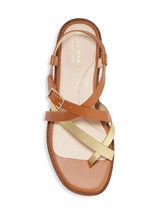 COLE HAAN  WILMA Brown/Gold Strappy Leather Women&#39;s Flat Sandals 7 B NEW - £31.63 GBP
