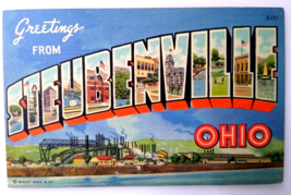 Greetings From Steubenville Ohio Large Big Letter Linen Postcard Curt Teich - £9.59 GBP