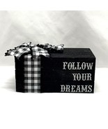 Follow Your Dreams Faux Book Stack Farmhouse Coffee Bar Black White - $14.55