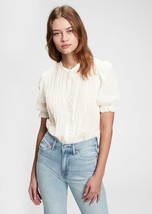 Gap Women&#39;s Pintuck Ruffled Placket Cotton Shirtt White Size XL NEW W TAG - £38.44 GBP
