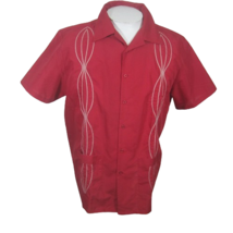 Haband Guayabera Men shirt short sleeve pit to pit 24.5 large embroidered vtg - £15.81 GBP
