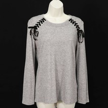 INC International Concepts Womens Laced Shoulder Shirt M Medium Gray Bla... - £14.20 GBP