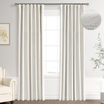 Joywell Linen 100% Blackout Curtains 96 Inches, 2 Panels,52 X 96,Natural Beige - £46.33 GBP