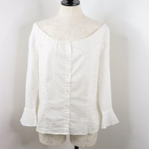 New Nine &amp; Co. Women&#39;s 12 White Cotton Embroidered Boho Off-Shoulder Button Top - $16.00
