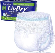 LivDry Adult Incontinence Underwear,super Absorbency Medium 17Count - $372.61 MXN