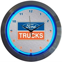 Ford Trucks Licensed OLP Sign 15&quot; Wall Décor Neon Clock 8FTRUC - £68.73 GBP