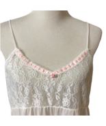 VTG Cinema Etoile White Long Negligee Lacey Nightgown Pink Trim V-Neck P... - $22.99