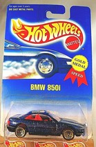 1991 Hot Wheels Blue/White Card #255 BMW 850i Dark Blue w/Gold Lace Spoke Wheels - £8.26 GBP