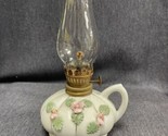 VTG PORCELAIN MINIATURE FINGER OIL LAMP W/applied Roses &amp; GOLD ACCENT Ja... - £13.58 GBP