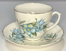 Consort Tea Cup Fine Bone China Blue Flowers Gold Trim England - $28.71