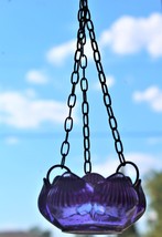 Purple Hanging Lotus candle holder, Hanging solar tea light holder, garden light - £8.79 GBP