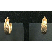 YELLOW GOLD BRIGHT CUT HOOP EARRINGS SKY - $213.86