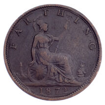 1872 Great Britain Farthing VF Condition KM #747.2 - $36.68