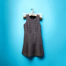 J Crew Dress Womens 12 Blue Gray Red Oval All Over Print Fit &amp; Flare Sle... - $29.65
