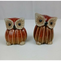 Ceramic Glazed Cracker-barrel Owl Salt &amp; Pepper Shakers With Box 2.75&quot; x 2.75&quot; - £4.56 GBP