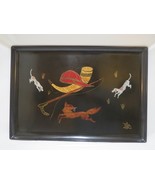 ANHEUSER-BUSCH BEER Metal Wood Shell Hand Inlaid Beagle Fox Hunt TRAY BR... - $94.05