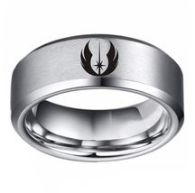 FlyStarJewelry Star Wars Ring Silver Titanium Steel Jedi Symbol Lightsaber Men W - £25.43 GBP