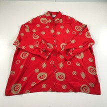 Vintage Evan Picone Shirt Womens 14 Orange Brown Button Down Abstract Art - £22.34 GBP