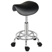 Saddle Stool Ha Ha Feet Rotation Bar Stool Black  - £97.94 GBP