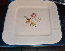 VTG Floral Design Square 9 Inch Dinner Plate RL 10338 - £11.96 GBP