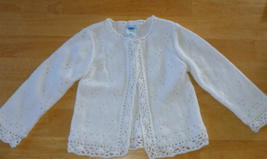 OLD NAVY GIRL&#39;S CUTE WHITE 1-BUTTON LS CARDIGAN SWEATER-4T-BARELY WORN - $6.83 CAD