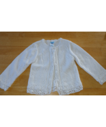 OLD NAVY GIRL&#39;S CUTE WHITE 1-BUTTON LS CARDIGAN SWEATER-4T-BARELY WORN - $92.36 MXN