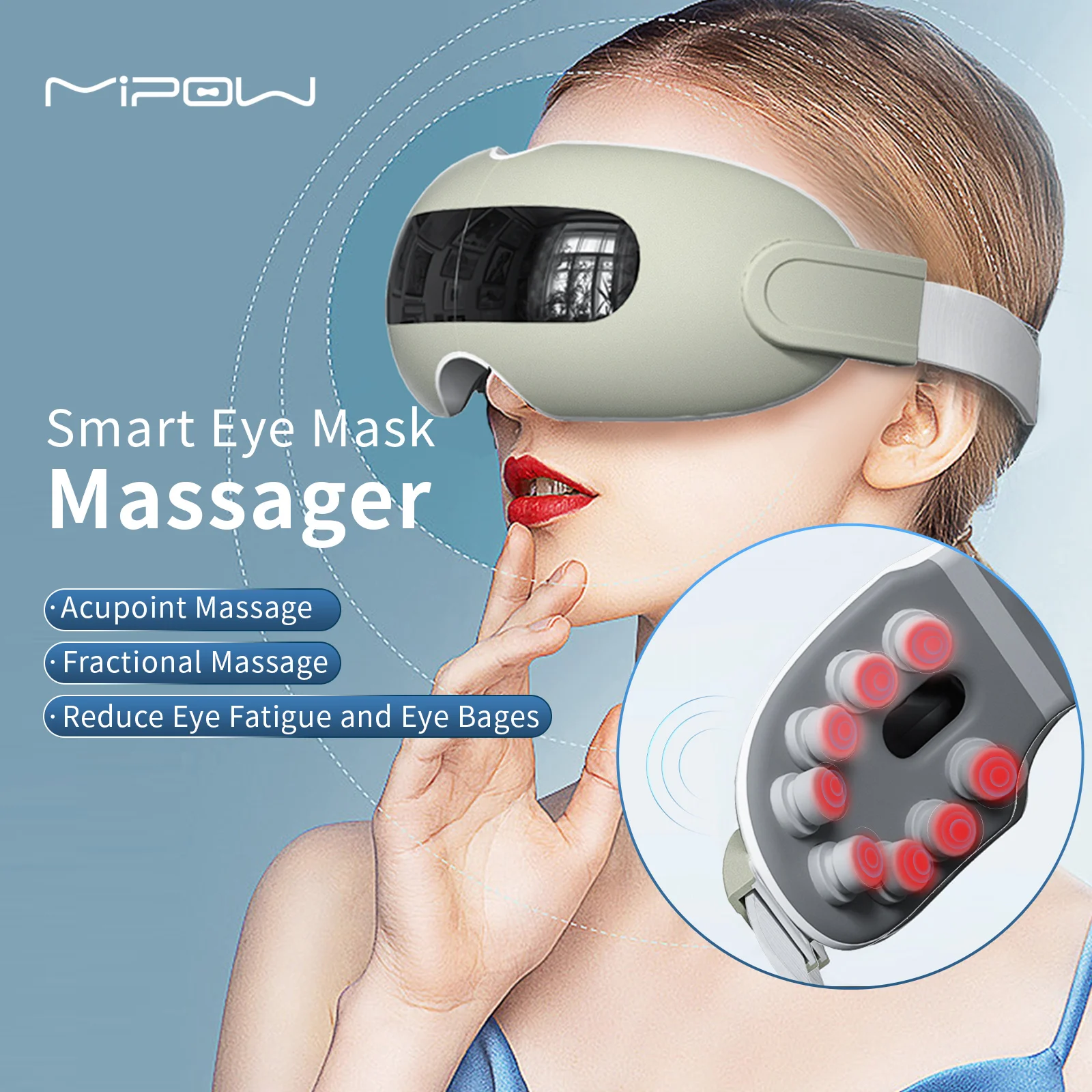 MIPOW 4D Smart Eye Massager Music Vibration Eye Massager Relax Acupressure - £81.87 GBP