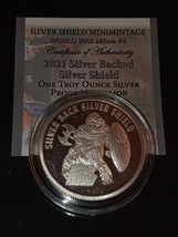 1 Oz Silver 2021 Silver Backed Proof w/ Coa &amp; Box Silver Shield. - £57.81 GBP