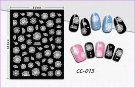 Nail Art 3D Decal Stickers White Design Flowers Leaves CC013 - £2.49 GBP