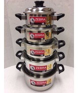 10Pcs/Set Zebra Stainless Steel Pot with Lid 3 Layered Bottom 16- 24 CM.... - $158.40