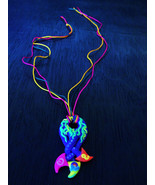 Magic Mushrooms Necklace GLOW IN UV Neon Psy Festival Goa Psychedelic Ac... - $19.17