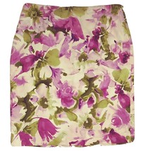 Jones Wear Womens Skirt 10 Purple Green Floral Watercolor Lined Stretch ... - $19.99