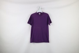 Vintage 80s Streetwear Mens Medium Faded Blank Short Sleeve T-Shirt Purple USA - £23.75 GBP