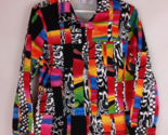 Perin London Women&#39;s Colorful Retro Abstract Design Full Zip Jacket PX - $14.54
