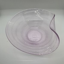 Murano Style Hand Blown Art Glass Pink Folded Bowl 8.5&quot; Bubbles Swirl Po... - $41.59