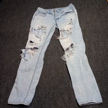 American Eagle Jeans Women 0 Regular Blue Tomgirl Stretch Denim Pants Distressed - £13.30 GBP