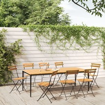 Folding Garden Chairs 8 pcs Steel and Solid Wood Acacia - £178.38 GBP