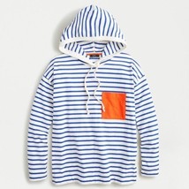 $90 nwot J.CREW patch pocket stripe mariner hoodie S blue+white nautical top new - £15.80 GBP
