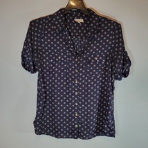 CB Womens Large Blouse 3/4 Sleeve Blue Pattern Established 1962 - £9.69 GBP